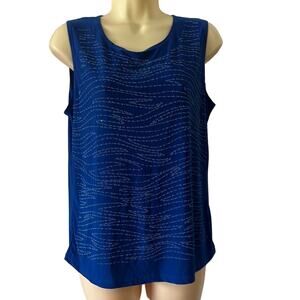 Bleeker & McDougal Royal Blue Embellished  Blouse Knit Top Woman Size Large